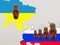 Matryoshka doll with Ukraine and Russia map symbol of war
