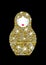 Matryoshka icon Russian nesting doll with luxury golden ornament, Fashion gold shiny mosaic pattern