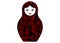 Matryoshka icon Russian nesting doll with red ornament , vector isolated