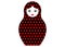 Matryoshka icon Russian nesting doll with red stars ornament , vector isolated