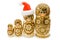 Matryoshka with santa hat isolated