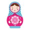 Matryoshka. Traditional russian nesting doll. Smiling Matreshka icon.