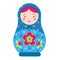 Matryoshka. Traditional russian nesting doll. Smiling Matreshka icon. Vector illustration