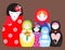 Matryoshka vector traditional russian nesting doll toy with handmade ornament figure pattern with child face and