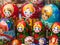 Matryoshka. Wooden toys from Russia, colourful wooden dolls. Traditional Russian souvenir
