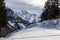 Matschacher Gupf - Foot prints in the snow on mountain summit of in Karawanks, Carinthia, Austria.