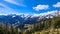 Matschacher Gupf - A panoramic view on Baeren Valley in Austrian Alps. The highest peaks in the chain are snow-capped