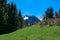 Matschacher Gupf - A panoramic view on Baeren Valley in Austrian Alps. The highest peaks in the chain are snow-capped