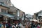 Matsubara-dori traditional street with crowded tourist people in Kyoto, Japan