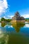 Matsumoto Castle Keep Sky Reflection Moat Water V