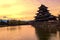 Matsumoto castle with twilight sunset sky