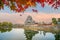 Matsumoto Nagano Japan, city skyline at Matsumoto Castle with autumn foliage season