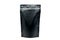 Matt black doypack pouch with zipper on white background