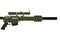 Matte army green modern sniper rifle - side view