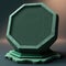 matte green octagon with edges carved from limestone background for cosmetic products, mock up pedestal AI generation