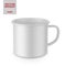 Matte white enamel metal cup. Vector mockup