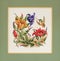 Matted Cross Stitch of Humming Bird and Flowers