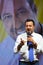 Matteo Salvini leader of Lega italian party during election rally