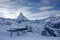 The Matterhorn dominate the landscape in the Zermatt ski area