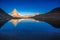 Matterhorn iconic mountain and lake relfection at peaceful sunrise, Swiss Alps