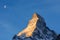 Matterhorn and moon set