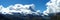 Matterhorn mountain extra wide panorama in high resolution with dramatic clouds Switzerland Zermatt
