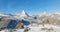 Matterhorn mountain in winter sunny day. Swiss Alps. Switzerland