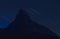 Matterhorn at night with moving stars - the most famous mountain of the Alps. Zermatt. Switzerland.