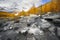 Matterhorn over a mountain stream in autumn