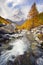 Matterhorn over a mountain stream in autumn