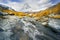 Matterhorn over a mountain stream in autumn