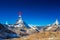 Matterhorn peak summit trekking pass to hike on swiss alps with amazing view in Zermatt, Switzerland Europe