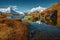 Matterhorn reflection in the lake Stellisee, Switzerland.