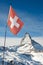 Matterhorn with the Swiss flag