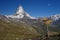 Matterhorn view at sunny day with pointer