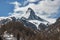 Matterhorn winter landscape with clouds moving