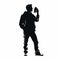 Matthew Silhouette With Cup: Street Style Realism Vector Sticker