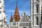 Matthias Church and the plague column in the Buda castle. Fragment