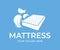 Mattress with down and feathers, logo design. Furniture and bedding, vector design