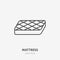 Mattress flat line icon. Bedding sign, vector illustration. Thin linear logo for interior store
