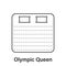 Mattress Olympic Queen Size Line Icon. Bed Size Dimension Linear Pictogram. Bed Length Measurement for Bedchamber in