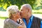 Mature couple kissing in love seniors