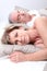 Mature couple laid in bed