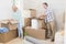 Mature couple moving out