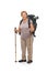 Mature female hiker posing with hiking equipment