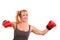 Mature funny woman with boxing gloves