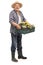 Mature gardener holding glowers