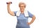 Mature lady exercising with a dumbbell
