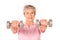 Mature lady lifting weights