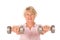 Mature lady lifting weights